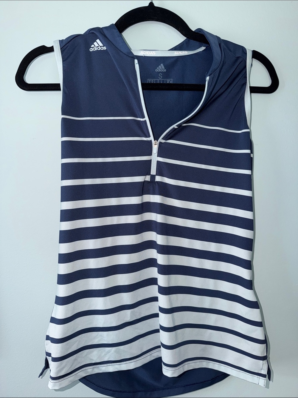adidas Navy & White Striped Sleeveless Golf Top